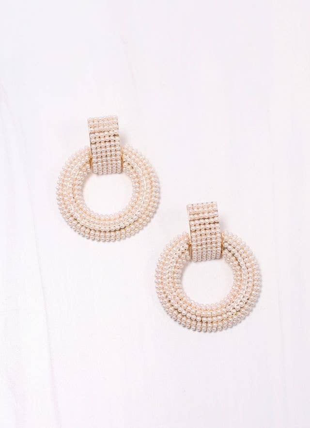 David Pearl Open Drop Earring CREAM