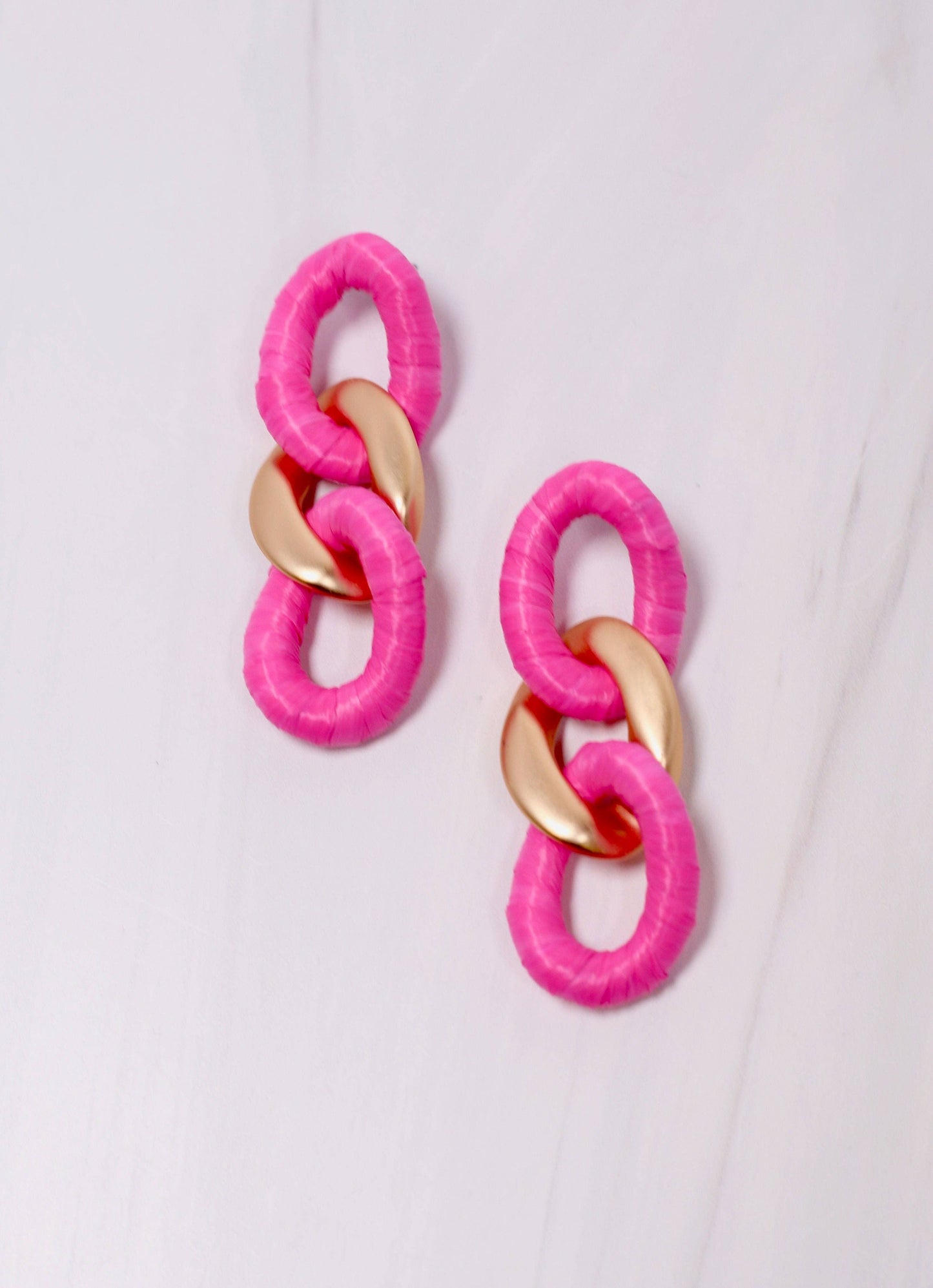 Wrapped Link Earring HOT PINK