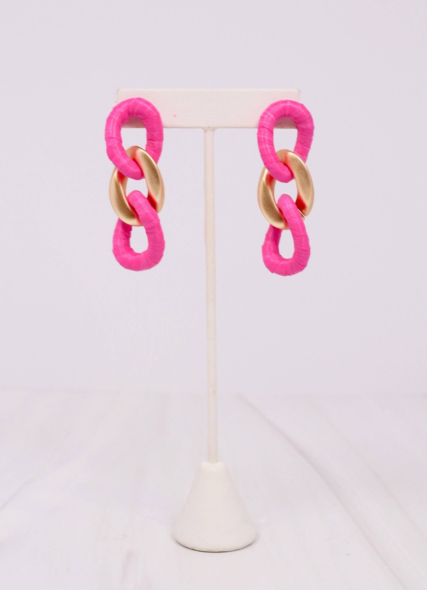 Wrapped Link Earring HOT PINK