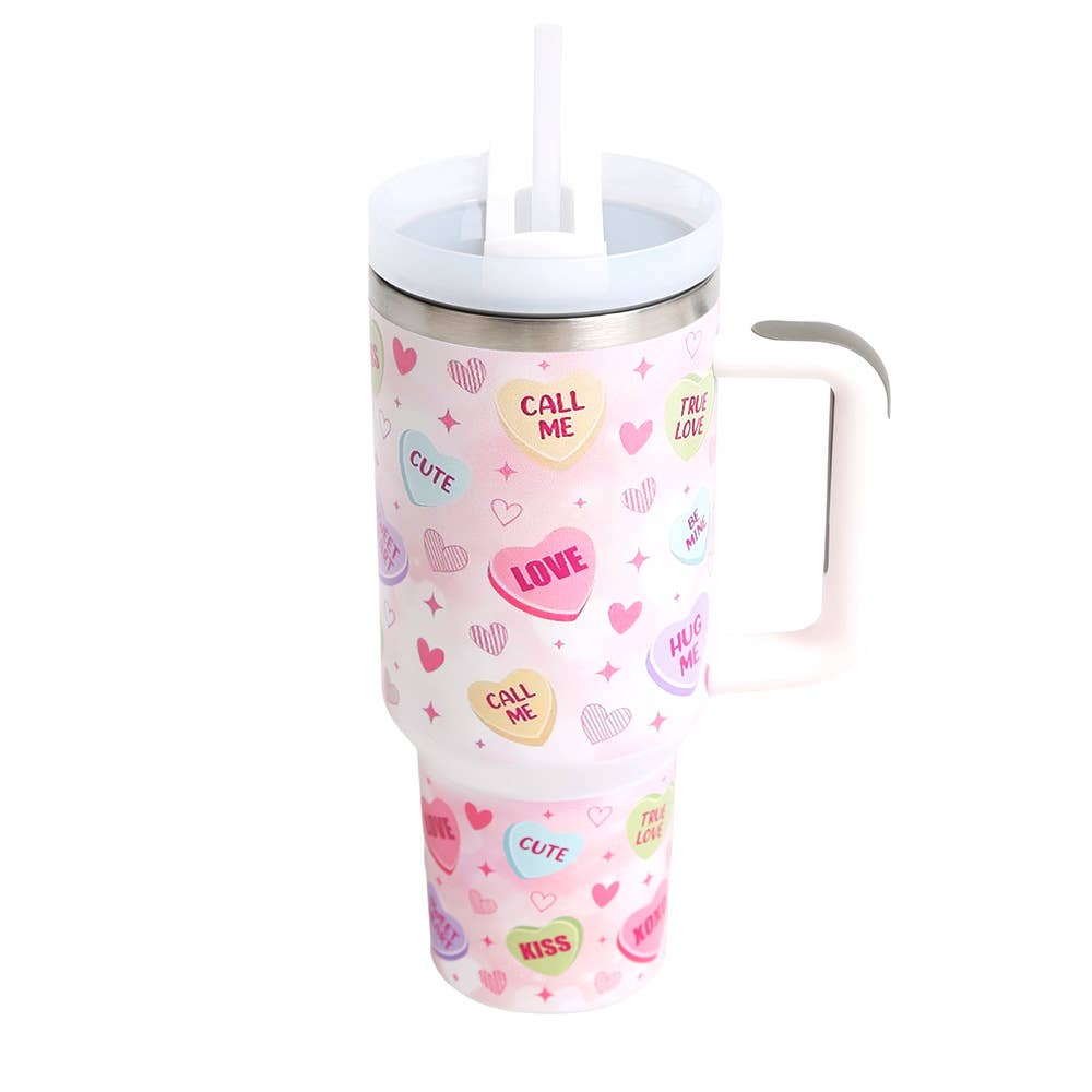 Valentine's Heart Pattern 40oz Stainless Steel Tumbler