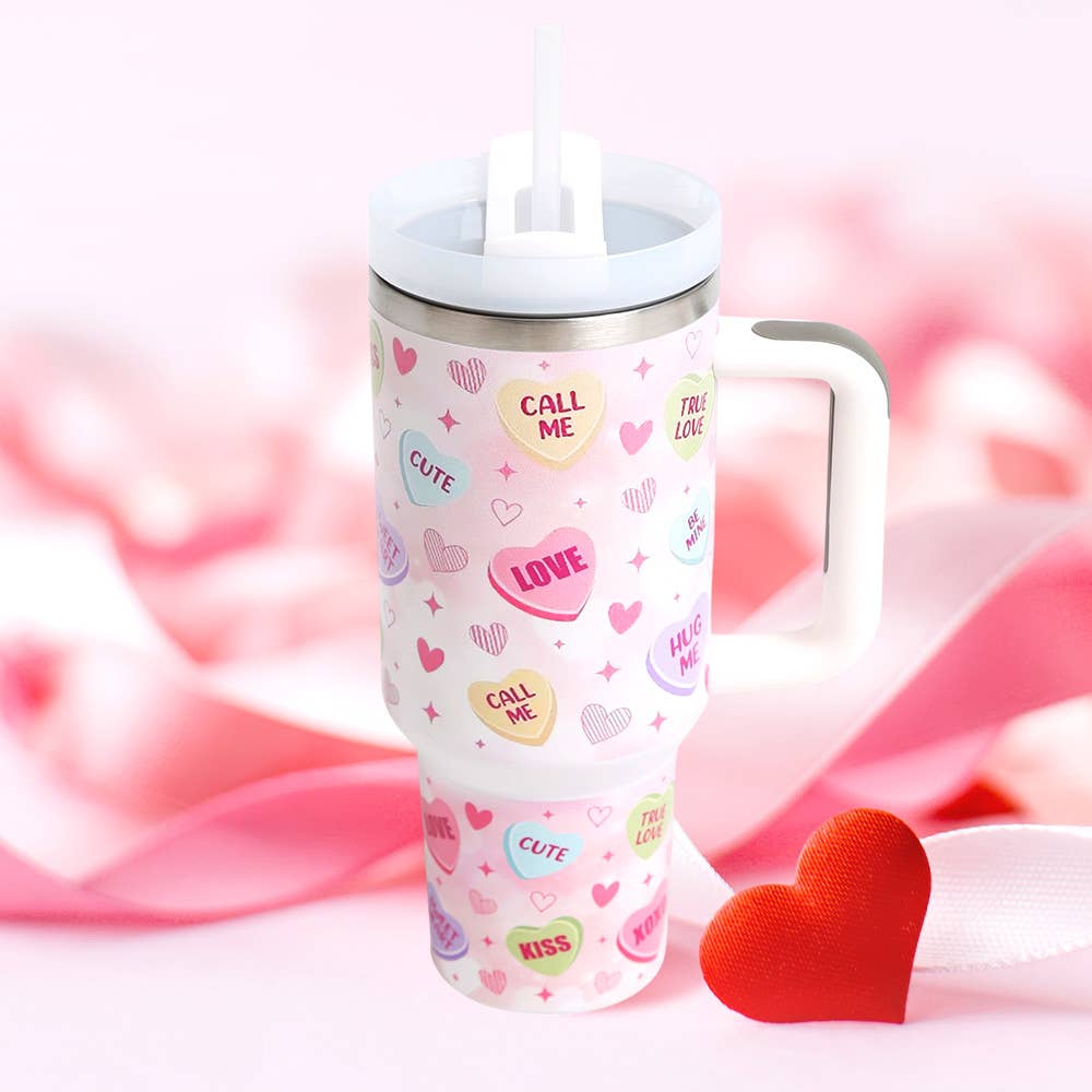 Valentine's Heart Pattern 40oz Stainless Steel Tumbler