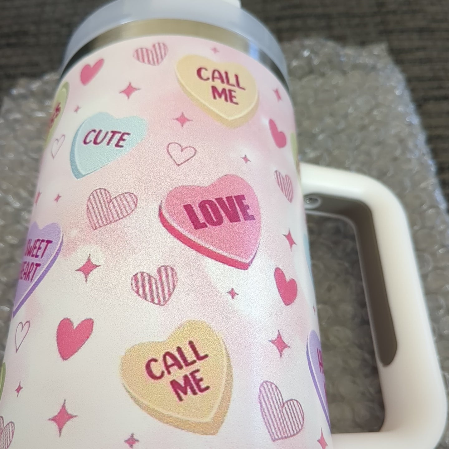 Valentine's Heart Pattern 40oz Stainless Steel Tumbler