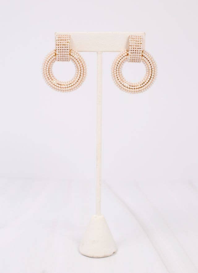 David Pearl Open Drop Earring CREAM